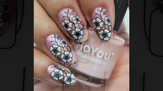 Fall Flowers Nail Art Tutorial | BeautyBigBangs | Gradient | Reverse Stamping