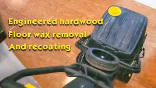 Engineered hardwood floor wax removal And recoating