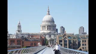 Лондон,Набережная на Темзе, Собор Св.Павла,прогулка вдоль Темзы Thames,St.Paul's Cathedral in London