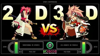 Sprite Comparison of GUILTY GEAR (2D vs 3D) Side by Side Comparison