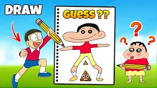 Nobita Vs Shinchan Play Drawing And Guess Challenge 🤣🤣| Shinchan And Nobita Game | Funny Game |