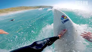 Surfing in Sennen, Cornwall