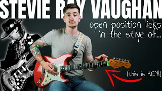 Stevie Ray Vaughan Open String Blues Licks... (these sound FILTHY on a strat)