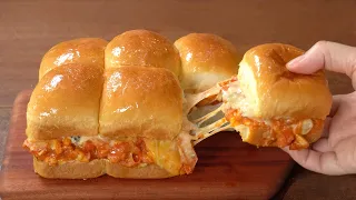 Milk Rolls and Easy Chicken Burger Recipe :: Pull Apart Chicken Sliders :: Get two recipes at once