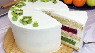 Бисквитный торт "Киви-Клубника" рецепт от А до Я