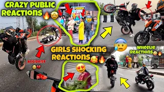 Crazy girls reaction 😍||KTM200 non-stop WHEELIES 💥|| 5KM 🥵Wheelie Challenge 🔥​⁠@samstuntz1987