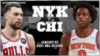 New York Knicks vs Chicago Bulls Full Game Highlights | Jan 3 | 2024 NBA Season
