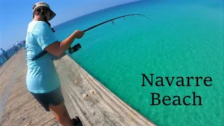 Pier Fishing in the Worlds Clearest Water (Navarre Beach FL)