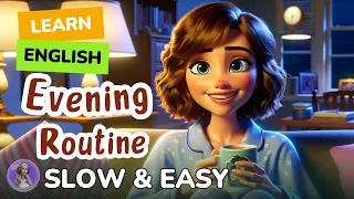 [SLOW] Evening Routine | Improve your English | Listen and speak English Practice Slow & Easy