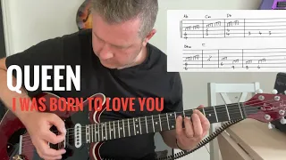 Queen - I Was Born To Love You - Guitar Lesson (Chords & Tabs) Brian May Guitar Solo (Whole Song)