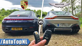 Porsche 911 992 Carrera S vs Aston Martin Vantage REVIEW POV on AUTOBAHN by AutoTopNL