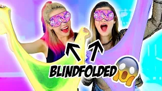 Blindfolded Slime Challenge! Making Giant Fluffy Slime With Cloe Couture!