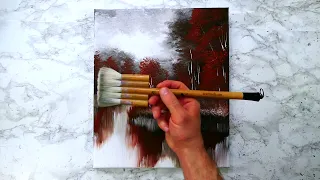 How to paint Autumn Landscape | Easy for Beginners | Oval Brush | Acrylics