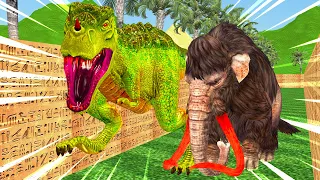 Titan T-rex chasing elephant Mammoth in scary ancient egypt maze I Temple run watermelon
