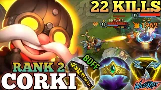 CORKI CRAZY 22 KILLS MID MVP PLAY! BIG MISSILE DMG- TOP 2 GLOBAL CORKI BY Bét Corki 1 thời-WILD RIFT