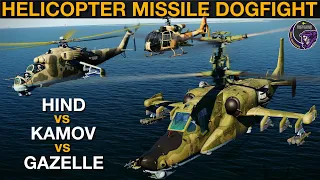 Ka-50 Kamov vs Mi-24 Hind vs Gazelle Mistral: Missile Dogfight | DCS