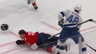 Matthew Tkachuk Gets Rocked By Rookie, Nick Perbix