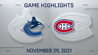 NHL Highlights | Canucks vs. Canadiens - Nov. 29, 2021