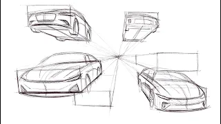 how to sketch a car on One point perspective view 1점투시를 배워서 자동차를 그리자
