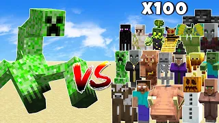 Mutant Creeper vs All Mobs in Minecraft x100 - Mob battle