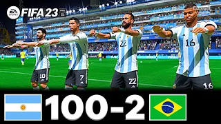 FIFA 23 - MESSI, RONALDO, MBAPPE, NEYMAR, ALL STARS PLAYS TOGETHER | ARGENTINA 100 - 2 BRAZIL