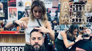 ASMR Lady barber 💈 ULTIMATE haircut relaxation. Scissors crunching #ladybarber #asmrbarber