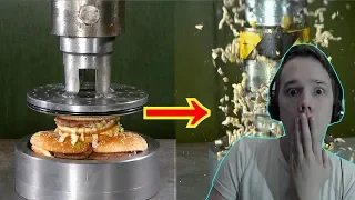 РЕАКЦИЯ НА Crushing Hamburgers with Hydraulic Press | in 4K