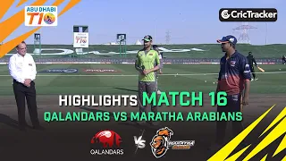 Abu Dhabi T10 League Season 4 | Qalandars vs Maratha Arabians  | Full Match 16 Highlights