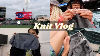 Knitting on the Poppy Tee by Petite Knit + Going to another MLB Game | Knit Vlog
