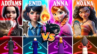 Wednesday Addams & Enid Sinclair VS Frozen Anna & Moana But In Tiles Hop EDM Rush!