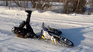 МАТАКРОС БЕЗ ШИПОВ на питбайке по снегу зимой [GoPro]