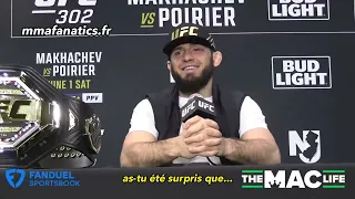 L'interview d'Islam Makhachev après son combat contre Dustin Poirier (traduction française)