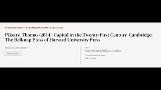 Piketty, Thomas (2014): Capital in the Twenty-First Century. Cambridge: The Belknap P... | RTCL.TV