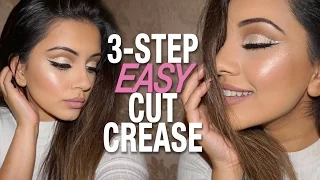 🔪 EASY 3-step Cut Crease Tutorial + GLITTER Cut Crease 🔪