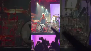 MGK drumming to "Shout at the devil" Motley Cruë PDX 6/26/19