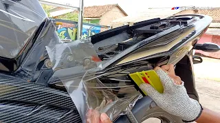 Pasang skotlet motor Vixion putih transparan