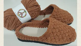 😍 Pantuflas tejidas a crochet con Chenille 😍 paso a paso tutorial principiantes