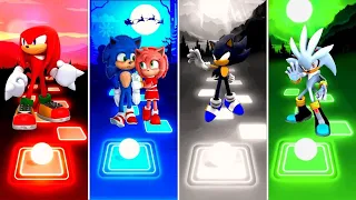 Knuckles Sonic 🆚 Amy Love Sonic 🆚 Silver Sonic 🆚 Dark Sonic | Sonic Team Tiles Hop EDM Rush