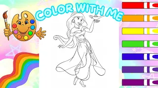 Aladdin Princess Jasmine Coloring Page ǀ Disney Princess Jasmine Video ǀ Drawing Princess Jasmine