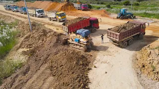 Incredible Techniques Equipment Bulldozer and Heavy Dump Truck Skill Operation Moving Soil