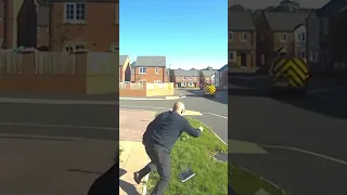 Moment bailiff SPRINTS after van as it rolls away 😅