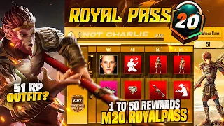 M20 Royal Pass 51Rp Outfit | 1 To 50 Rp Rewards | Pubg Mobile