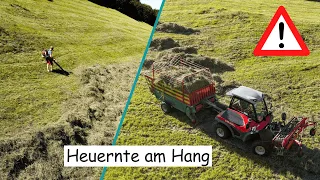 4K | Heuernte am Hang | AEBI | Husqvarna | Biohof Paltenmühle