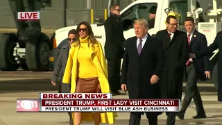 President Trump, first lady Melania Trump arrive at Cincinnati Lunken Airport