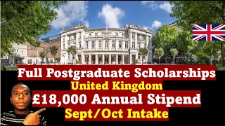 Full UK Postgraduate Scholarship with £18,000 Stipend and Relocation Grant