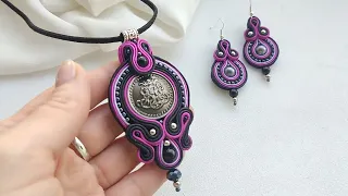Boho Necklace and Earrings, Handmade Soutache Embroidered Jewelry, Ethnic jewelry set, DIY Crafts