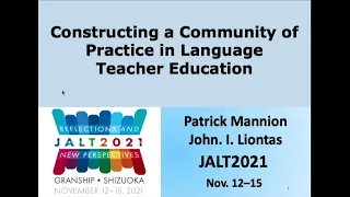 Patrick Mannion & John Liontas: Constructing a Community of Practice in Language Teacher Education