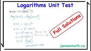 Logarithms Unit Test FULL SOLUTIONS | Grade 12 Advanced Functions
