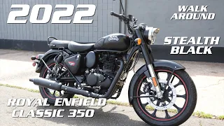 2022 Royal Enfield Classic Dark Stealth Black walk around & features video from Mark's Motorsports.