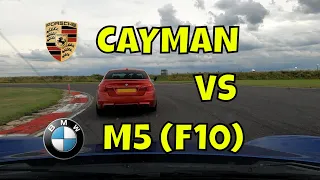 Porsche Cayman 987 vs BMW M5 F10 on track at Bedford Autodrome (part 2)